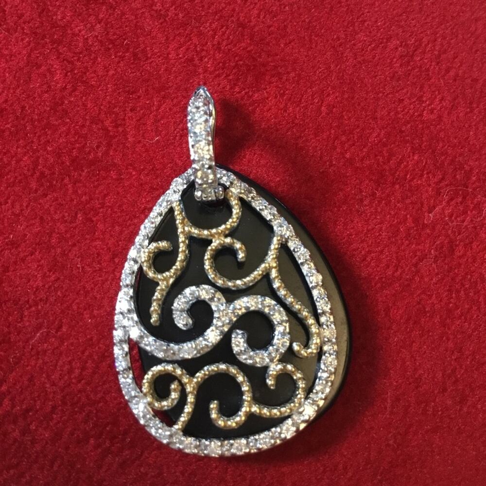 Sterling Silver & Black Teardrop Crystal Pendant